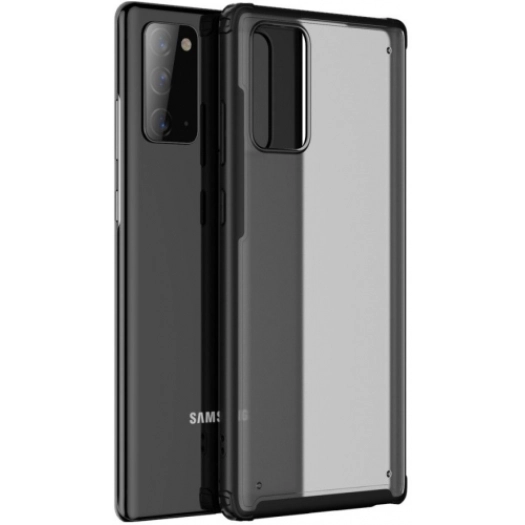 Samsung Galaxy Note 20 Kılıf Volks Serisi Kenarları Silikon Arkası Şeffaf Sert Kapak - Siyah