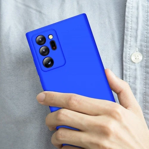 Samsung Galaxy Note 20 Ultra Kılıf 3 Parçalı 360 Tam Korumalı Rubber AYS Kapak - Mavi
