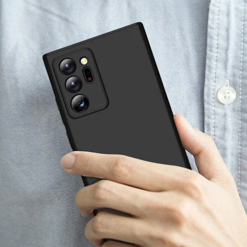 Samsung Galaxy Note 20 Ultra Kılıf 3 Parçalı 360 Tam Korumalı Rubber AYS Kapak - Siyah