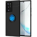 Samsung Galaxy Note 20 Ultra Kılıf Renkli Silikon Yüzüklü Standlı Auto Focus Ravel Kapak - Mavi - Siyah