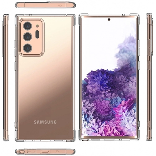 Samsung Galaxy Note 20 Ultra Kılıf Silikon Köşe Korumalı Airbag Darbe Emici Kapak - Şeffaf