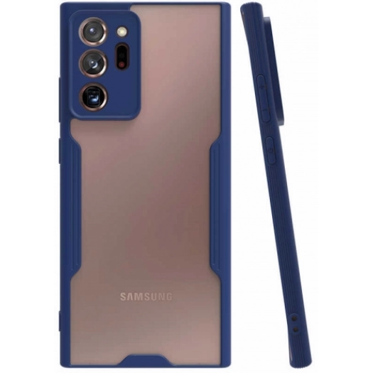 Samsung Galaxy Note 20 Ultra Kılıf Renkli Silikon Kamera Lens Korumalı Şeffaf Parfe Kapak - Lacivert