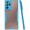 Samsung Galaxy Note 20 Ultra Kılıf Renkli Silikon Kamera Lens Korumalı Şeffaf Parfe Kapak - Mavi