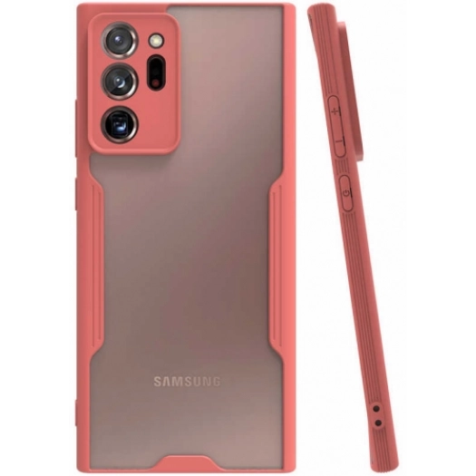Samsung Galaxy Note 20 Ultra Kılıf Renkli Silikon Kamera Lens Korumalı Şeffaf Parfe Kapak - Pembe