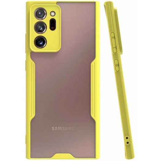 Samsung Galaxy Note 20 Ultra Kılıf Renkli Silikon Kamera Lens Korumalı Şeffaf Parfe Kapak - Sarı