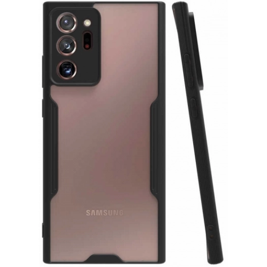 Samsung Galaxy Note 20 Ultra Kılıf Renkli Silikon Kamera Lens Korumalı Şeffaf Parfe Kapak - Siyah