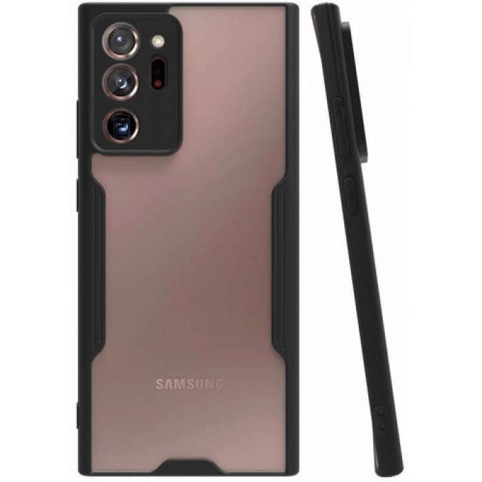 Samsung Galaxy Note 20 Ultra Kılıf Renkli Silikon Kamera Lens Korumalı Şeffaf Parfe Kapak - Siyah
