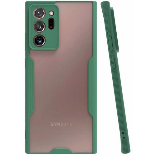 Samsung Galaxy Note 20 Ultra Kılıf Renkli Silikon Kamera Lens Korumalı Şeffaf Parfe Kapak - Yeşil
