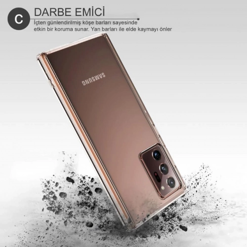 Samsung Galaxy Note 20 Ultra Kılıf Kamera Korumalı Esnek Silikon Kapak - Şeffaf