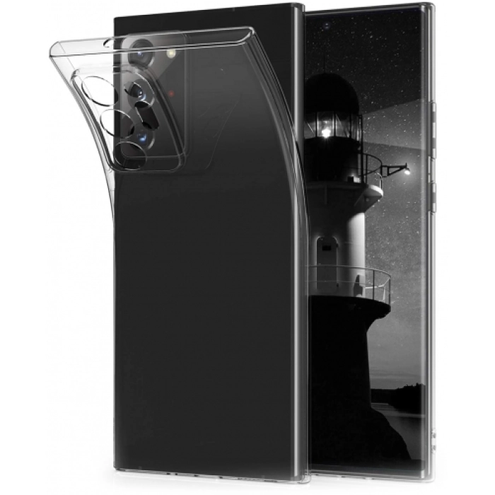 Samsung Galaxy Note 20 Ultra Kılıf Kamera Korumalı Esnek Silikon Kapak - Şeffaf