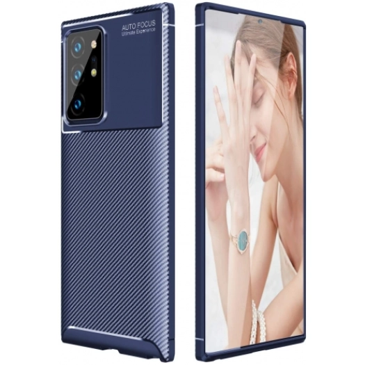 Samsung Galaxy Note 20 Ultra Kılıf Silikon Parmak İzi Bırakmayan Karbon Soft Negro Kapak - Lacivert