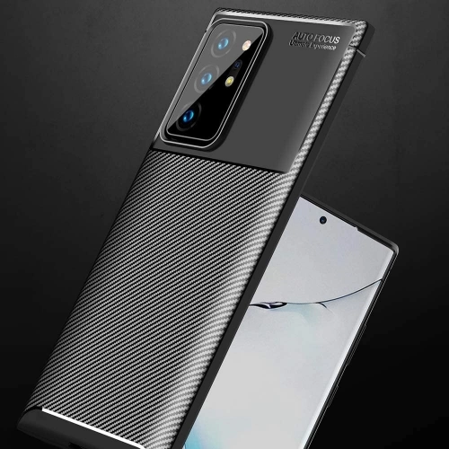 Samsung Galaxy Note 20 Ultra Kılıf Silikon Parmak İzi Bırakmayan Karbon Soft Negro Kapak - Siyah
