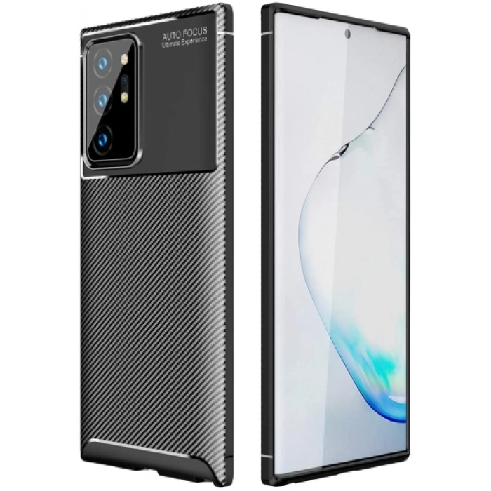 Samsung Galaxy Note 20 Ultra Kılıf Silikon Parmak İzi Bırakmayan Karbon Soft Negro Kapak - Siyah