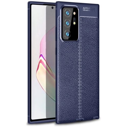 Samsung Galaxy Note 20 Ultra Kılıf Deri Görünümlü Lüks Parmak İzi Bırakmaz Niss Silikon Kapak - Lacivert