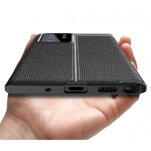 Samsung Galaxy Note 20 Ultra Kılıf Deri Görünümlü Lüks Parmak İzi Bırakmaz Niss Silikon Kapak - Siyah