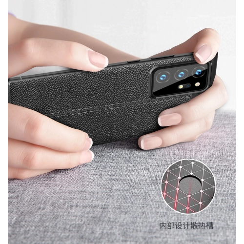 Samsung Galaxy Note 20 Ultra Kılıf Deri Görünümlü Lüks Parmak İzi Bırakmaz Niss Silikon Kapak - Siyah