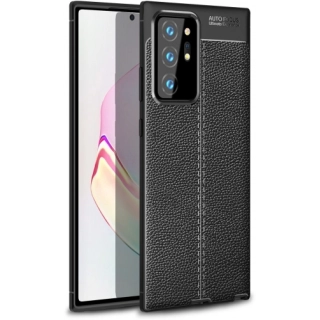 Samsung Galaxy Note 20 Ultra Kılıf Deri Görünümlü Lüks Parmak İzi Bırakmaz Niss Silikon Kapak - Siyah