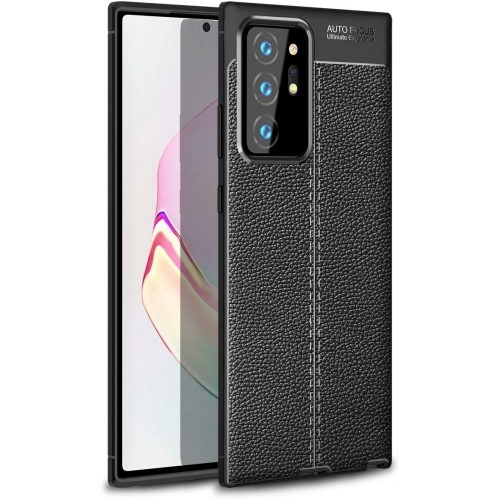 Samsung Galaxy Note 20 Ultra Kılıf Deri Görünümlü Lüks Parmak İzi Bırakmaz Niss Silikon Kapak - Siyah