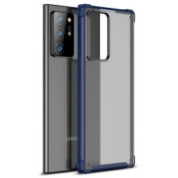 Samsung Galaxy Note 20 Ultra Kılıf Volks Serisi Kenarları Silikon Arkası Şeffaf Sert Kapak - Lacivert