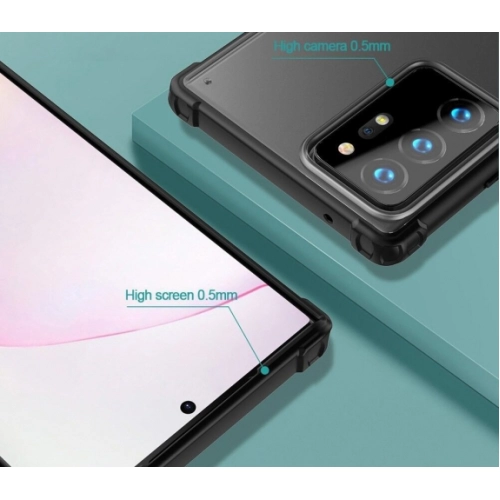 Samsung Galaxy Note 20 Ultra Kılıf Volks Serisi Kenarları Silikon Arkası Şeffaf Sert Kapak - Siyah