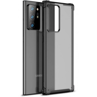 Samsung Galaxy Note 20 Ultra Kılıf Volks Serisi Kenarları Silikon Arkası Şeffaf Sert Kapak - Siyah