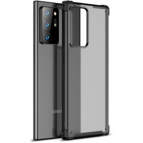 Samsung Galaxy Note 20 Ultra Kılıf Volks Serisi Kenarları Silikon Arkası Şeffaf Sert Kapak - Siyah