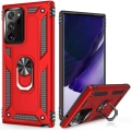 Samsung Galaxy Note 20 Ultra Kılıf Silikon Zırhlı Standlı Yüzüklü Mıknatıslı Tank Kapak - Kırmızı