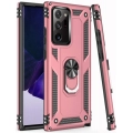Samsung Galaxy Note 20 Ultra Kılıf Silikon Zırhlı Standlı Yüzüklü Mıknatıslı Tank Kapak - Rose Gold