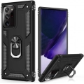 Samsung Galaxy Note 20 Ultra Kılıf Silikon Zırhlı Standlı Yüzüklü Mıknatıslı Tank Kapak - Siyah