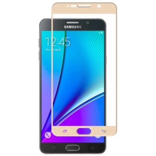 Samsung Galaxy Note 5 Ekran Koruyucu Fiber Tam Kaplayan Nano - Gold