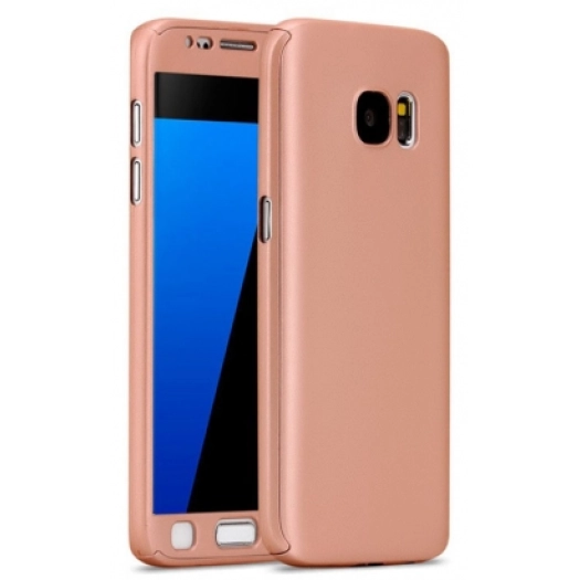 Samsung Galaxy Note 5 Kılıf 360 Tam Koruma Ön ve Arka Rubber Camlı Kılıf - Pembe