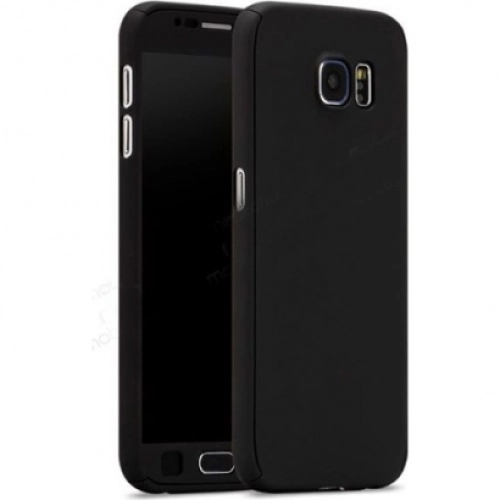 Samsung Galaxy Note 5 Kılıf 360 Tam Koruma Ön ve Arka Rubber Camlı Kılıf - Siyah