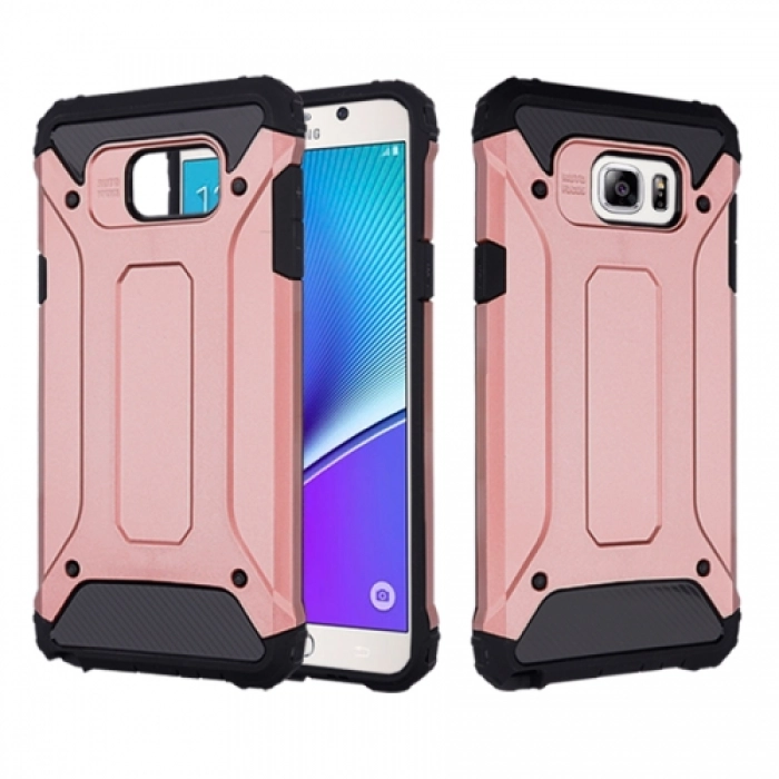 Samsung Galaxy Note 5 Kılıf Zırhlı Tank Crash Silikon Kapak - Pembe