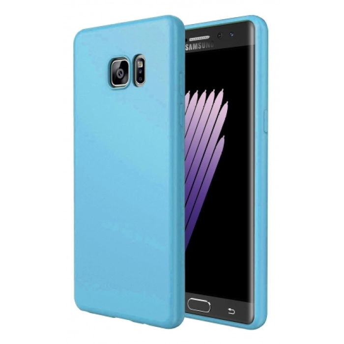 Samsung Galaxy Note 7 FE Fan Edition Kılıf İnce Soft Mat Renkli Esnek Silikon Kapak - Mavi