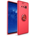 Samsung Galaxy Note 8 Kılıf Renkli Silikon Yüzüklü Standlı Auto Focus Ravel Kapak - Kırmızı