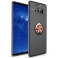 Samsung Galaxy Note 8 Kılıf Renkli Silikon Yüzüklü Standlı Auto Focus Ravel Kapak - Rose Gold