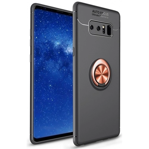 Samsung Galaxy Note 8 Kılıf Renkli Silikon Yüzüklü Standlı Auto Focus Ravel Kapak - Rose Gold