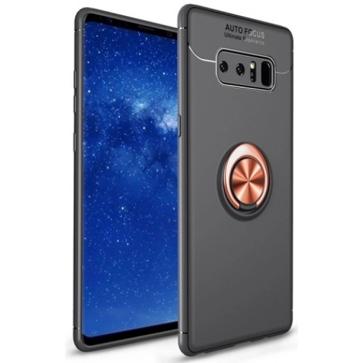 Samsung Galaxy Note 8 Kılıf Renkli Silikon Yüzüklü Standlı Auto Focus Ravel Kapak - Rose Gold