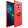 Samsung Galaxy Note 9 Kılıf Renkli Silikon Yüzüklü Standlı Auto Focus Ravel Kapak - Kırmızı