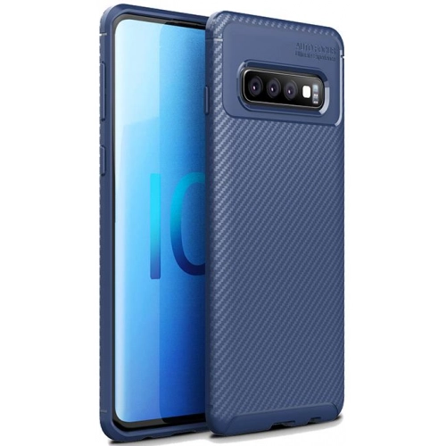 Samsung Galaxy S10 Kılıf Silikon Parmak İzi Bırakmayan Karbon Soft Negro Kapak - Lacivert