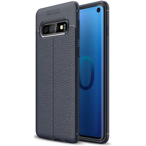 Samsung Galaxy S10 Kılıf Deri Görünümlü Lüks Parmak İzi Bırakmaz Niss Silikon Kapak - Lacivert