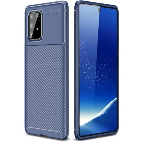 Samsung Galaxy S10 Lite Kılıf Silikon Parmak İzi Bırakmayan Karbon Soft Negro Kapak - Lacivert