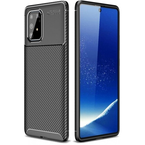 Samsung Galaxy S10 Lite Kılıf Silikon Parmak İzi Bırakmayan Karbon Soft Negro Kapak - Siyah