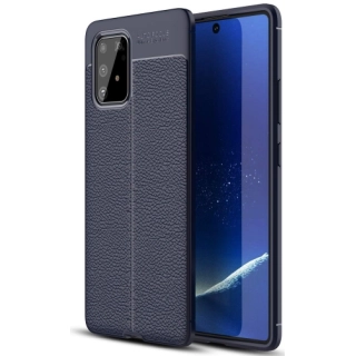 Samsung Galaxy S10 Lite Kılıf Deri Görünümlü Lüks Parmak İzi Bırakmaz Niss Silikon Kapak - Lacivert