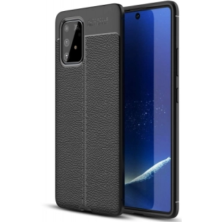 Samsung Galaxy S10 Lite Kılıf Deri Görünümlü Lüks Parmak İzi Bırakmaz Niss Silikon Kapak - Siyah