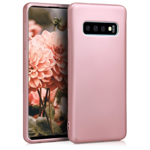 Samsung Galaxy S10 Plus Kılıf İnce Soft Mat Renkli Esnek Silikon Kapak - Rose Gold