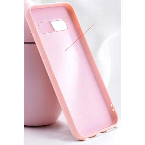 Samsung Galaxy S10 Plus Kılıf Liquid Serisi İçi Kadife İnci Esnek Silikon Kapak - Pudra