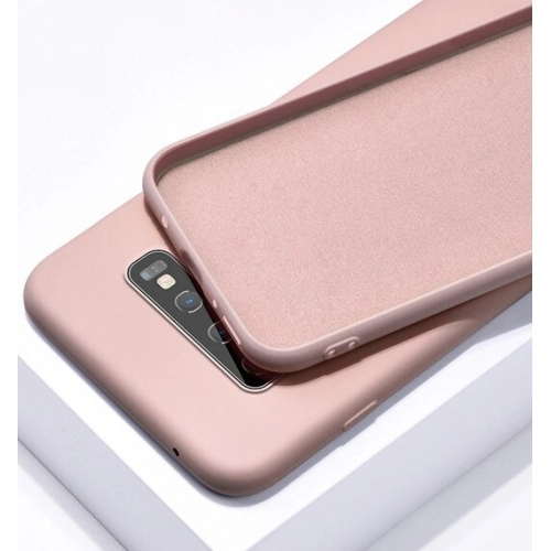 Samsung Galaxy S10 Plus Kılıf Liquid Serisi İçi Kadife İnci Esnek Silikon Kapak - Pudra