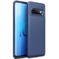 Samsung Galaxy S10 Plus Kılıf Silikon Parmak İzi Bırakmayan Karbon Soft Negro Kapak - Lacivert