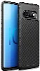 Samsung Galaxy S10 Plus Kılıf Karbon Serisi Mat Fiber Silikon Negro Kapak - Siyah